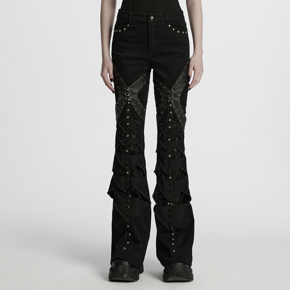 Punk Rave - Fallout Post Apocalyptic Flared trousers - Black
